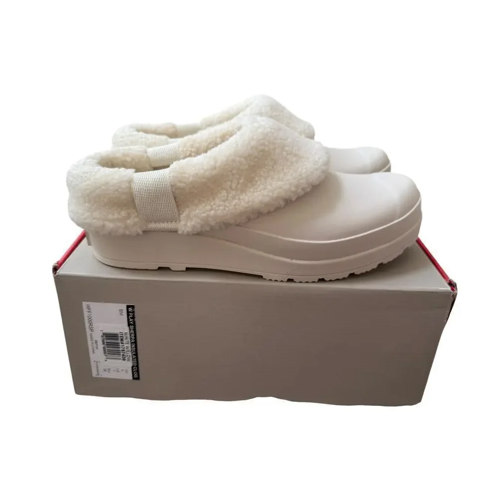 NIB Hunter Women's White Willow Play Sherpa Insulated Clog Size 7